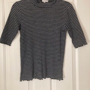 Anthropologie t.la size medium striped mock neck short sleeved tee